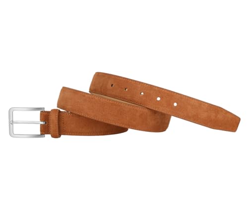 Men's Belt Casual Genuine Leather Suede Belts for Men 1 3/8" Wide Elegant Golf Dress Belt - color: Brown, size: 36(Fit Waist 34")