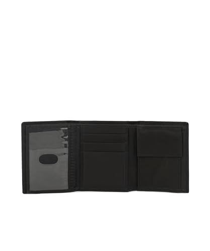 Leatherboss Leather Boys Slim Compact Flap Id and Coin Pocket Trifold Wallet for men women, Black - color: Black
