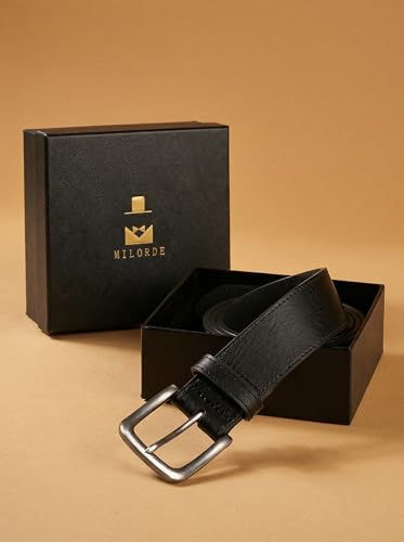 Mens Leather Belts for Jeans | Genuine Leather, Everyday Casual Dress, Classic Style, Handmade, Gift Box - color: Black 206, size: 36(Fits Waist 34"-35")