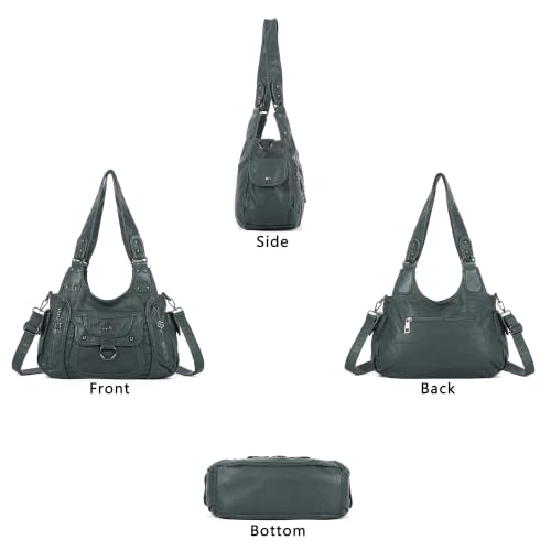 Angel Kiss Women's Shoulder Bag Vegan Leather Hobo Purses and Handbags Satchel Tote Bags for Women with Adjustable Strap - color: Green
