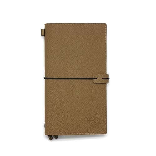 WANDERINGS Regular Size Travelers Notebook with Pockets - 4.5" x 8.5" (11.5 x 22cm) - Refillable Travelers Journal - a Beautifully Handcrafted Leather Journal in Artichoke, 100 GSM Blank Inserts - color: Artichoke