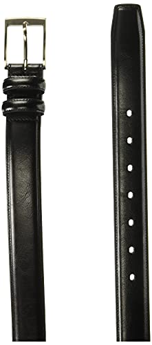 Perry Ellis Men's Hc Milled Leather Belt, Stitched, Two Loops, Antique Silver Buckle, 1.5” Width (Available in Big & Tall) - color: 001 Black, size: 40