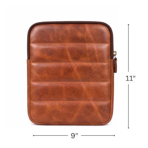 Genuine Leather – The Original Puffy Tablet Sleeve 9–11 Inch Case, Leather Air Pouch for Women & Men, Fits 9th/10th Gen, Pro 11", Air 10.9" + Magic Keyboard (Rustic Brown) - color: Rustic Brown