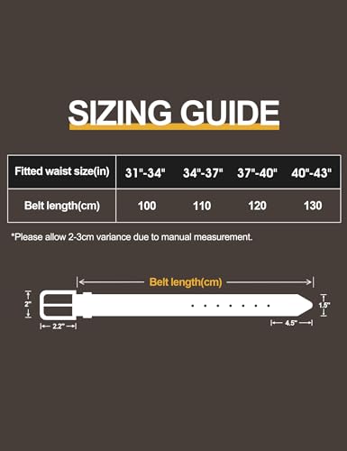 Mens Dress Belt,Genuine Casual Leather Belts for Men 1.5" Width - color: Black-2pcs, size: waist size 31-34"