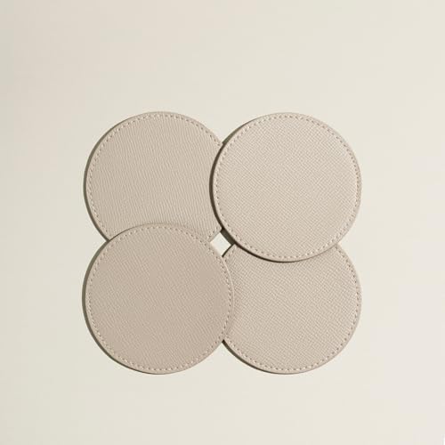 OLETHA Aesthetic Round Drink Coasters, Set of 4, Ivory - color: Ivory