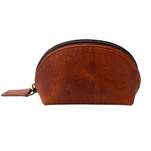 Leather Moon Pocket Squeeze Coin Purse, Black | Genuine leather, squeeze-top opening, compact coin pouch, fits pockets & handbags, for men & women, develops patina - color: Black