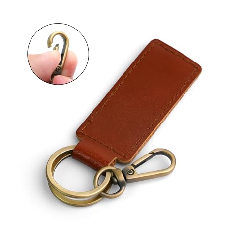 Tukellen Leather Car Keychain, Universal Key Fob Keychain, Leather Key Chain Holder for Men and Women, Gift for Birthday, Keyfob, Best Gift(Brown) - color: Brown