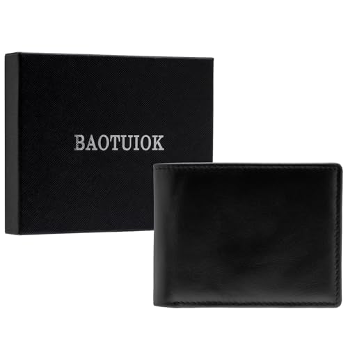 Mens Bifold Leather Wallet with 14 Card Slots, 2 ID Windows, Large Capacity, and RFID Blocking Large Wallet for Men - color: black