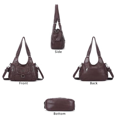 Angel Kiss Women's Shoulder Bag Vegan Leather Hobo Purses and Handbags Satchel Tote Bags for Women with Adjustable Strap - color: Wine