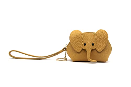 DORIS&JACKY Small Leather Coin Purse for Women Mini Elephant Zipper Wallet - color: 3-Yellow