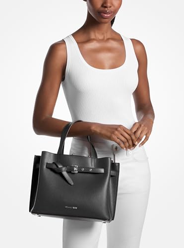 Michael Kors womens Emilia Medium Satchel - color: Silver-tone Hardware/Pebble Leather/Black