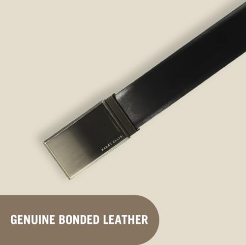 Perry Ellis Men's Portfolio Patterned Plaque 100% Leather Reversible Belt (Sizes 30-44 Inches) - size: 36