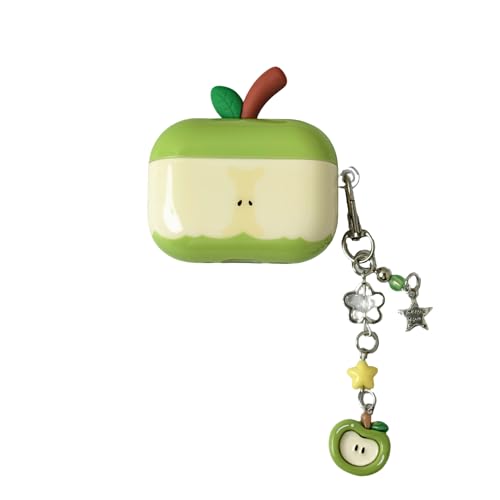 Cute AirPod Pro 2 Case, Hard PC Cartoon Fruit Headphone Case for Women Girls, Green Apple Design with Keychain, Compatible with AirPods Pro 2nd Generation Case Cover, Hard iPod Pro Cases - color: M-Airpods Pro2-Cute Apple Green, size: Compatible with AirP