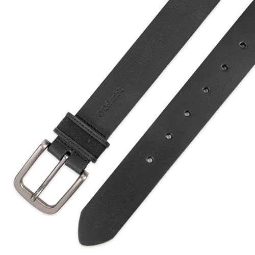 Columbia Men's Casual Everyday Leather Belt – Jeans, Chinos and Daily Wear - color: Black Canvas Logo, size: X-Large (42-44)