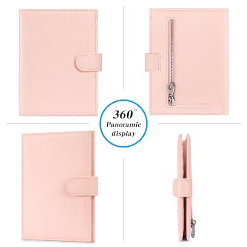 Passport Holder for Travel Women RFID Blocking Genuine Leather Passport Wallet with Card Slots, Zipper Coins Pocket, Cash Holder, Pink - color: Pink