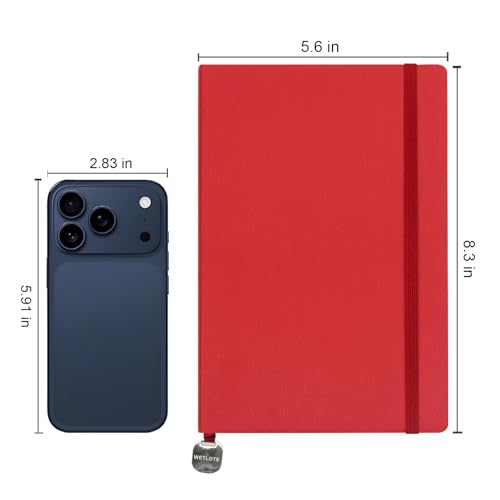 WETLOTE A5 Journal Notebook,Soft Cover - 5.6"x8.25" Line/Grid/Blank, 208 Pages, Soft Leather Journal for Home, Work & School(red,blank) - color: red, style: empty