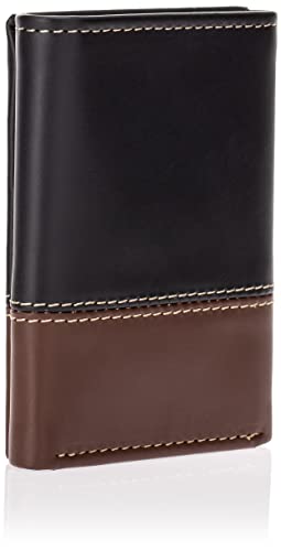 Timberland Men's Leather Trifold Wallet with ID Window - color: Black/Brown