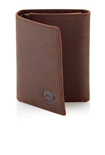 Stealth Mode Trifold Leather Wallet for Men with ID Holder and RFID Blocking (Brown) - color: Brown