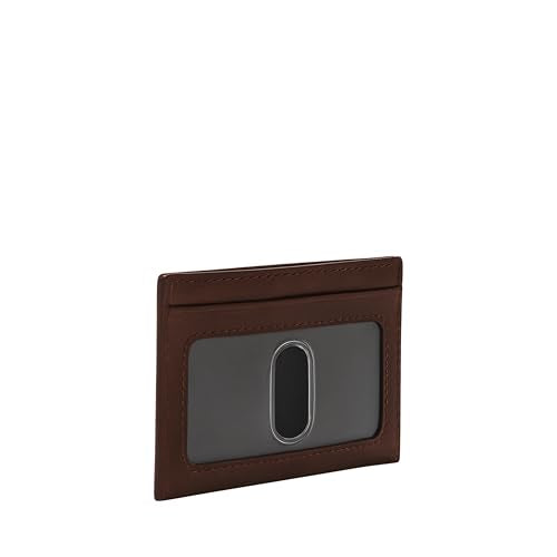 Fossil Men's Derrick Leather Card Case - color: Derrick Dark Brown