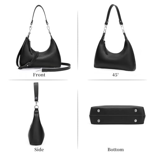 GOIACII Top-Handle Crossbody Bags for Women Soft Leather Trendy Purse Circle Handbags Small - color: Z01 Black