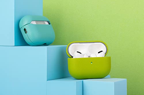 Lopie AirPods Pro 2nd Gen Leather Case, Cyan Blue, Protective Case Fully-Wrapped with Lambskin Leather, 360-Degree Protection, Lightning Port Access - color: Cyan Blue, size: Goatskin Leather