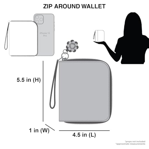 CHALA Zip Around Wallet, Wristlet, 8 Credit Card Slots, Sturdy Pu Leather - color: Butterfly- Pink