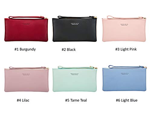 Aslana Women Faux Leather Long Wallet Wristlet Handbag with Touch Screen Clear Phone Window (Burgundy) - color: #01 Burgundy