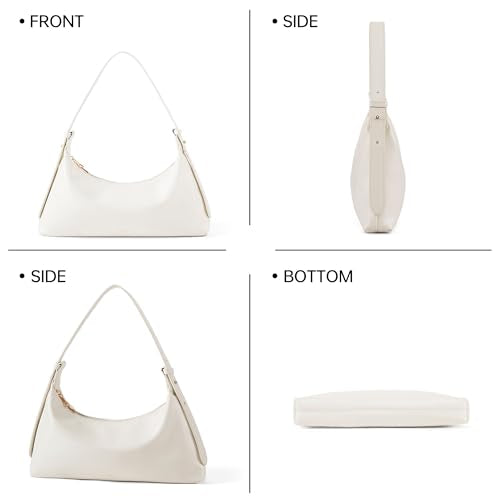 Small Shoulder Bag Soft Leather Hobo Underarm Purse for Women | Adjustable Strap,Premium Faux Leather,1 Inner Slot Pocket,1 Zippered Pocket,Use for Travel or Going Out - color: White