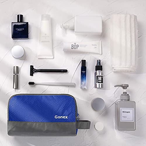Gonex Travel Toiletry Bag for Men, Water Resistant Dopp Kit for Toiletries | Lightweight Nylon Shaving Bag, Multi Compartments, SBS Zippers, Side Handle, Perfect for Weekend Travel, Blue - color: Blue