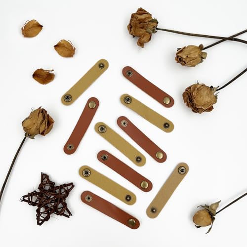 10-Pack Leather Cord Organizer Set – Earbud Case & Cable Keeper for Headphones, USB Cords, and Chargers (Brown, Gift-Ready for Men & Women)