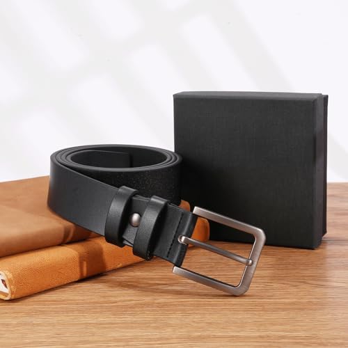 GOIACII Leather Belt for Men with Gift Box - color: A01 Black, size: 34" to 38" Waist Adjustable