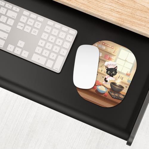 Small Mouse Pad, 6 x 7 Inch, Oval Mini Mouse Pad with Non-Slip Rubber Base for Laptop Wireless Mouse Keyboard Tray Mousepad, Cooking Cat - color: Cooking Cat