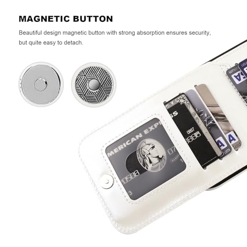 KIHUWEY for iPhone 17 Pro Max Wallet Case Card Holder Kickstand, White | Credit Card Slots, PU Leather, Magnetic Clasp, Flip Heavy Duty Protection Cover for Men - color: White