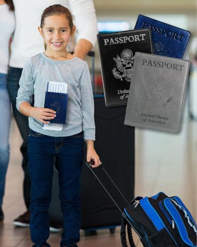 Sizobi Passport Holder for Travel Men, RFID Blocking Passport Covers Case - color: Navy blue
