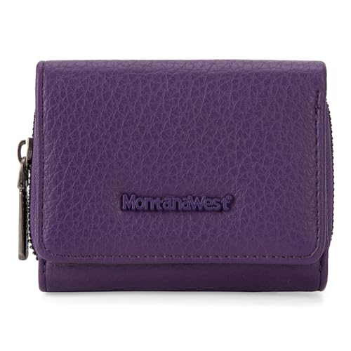 Montana West Women's Wallet Trifold Small Wallets Ladies RFID Blocking Wallet with Zipper Coin Pocket - color: 1 Purple