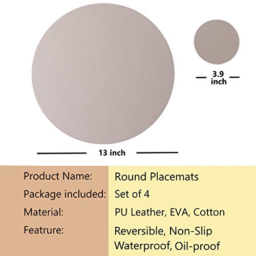 Wipeable Placemats and Coasters Leather Table Mats Waterproof Heat-Resistant Easy to Clean for Dining Table Set Kitchen Table Set of 4, Taupe - color: Taupe, size: set of 4