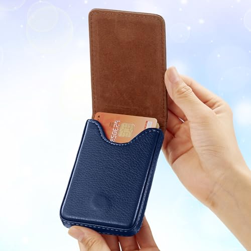 Outus 2 Pcs Business Card Holder Wallet PU,Blue,Classic | Magnetic Closure Wallet, Leather Pocket Case for Professionals, Protects Cards from Bending Damage, Slim for Men Women - color: Blue, style: Classic