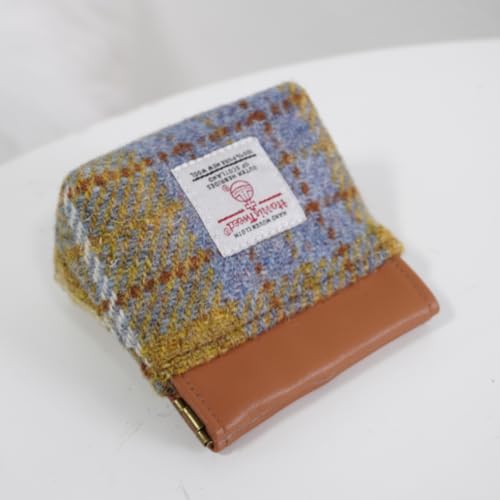 Harris Tweed Squeeze Coin Purse Wool Earbud Pouch for Women and Men Lipstick or USB Drive Holder Small Accessory Travel Pocket Bag (No.872) - color: No.872
