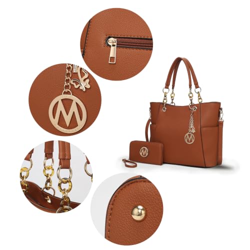 J’OMOR by Mia Tote Bag for Women, Handbag Set with Wallet Top-Handle Bag Vegan Leather Purse - color: Bonita Coffee
