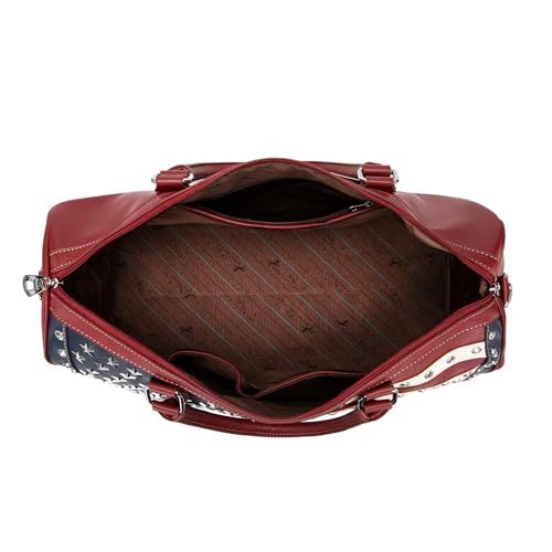 Montana West American Flag Studded Weekender Bags Patriotic Duffle Bag Large Carry on for Men & Women, Red - color: Flag-Red