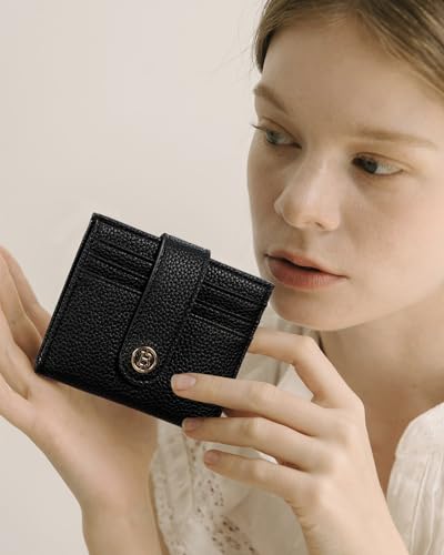 BOSTANTEN Slim Wallet Women Small RFID Blocking Credit Card Holder | Pebble Leather, Thin, Bifold, Zipper Coin Pocket, Compact, Fits in Small Purses, Great Gifts, Black - color: Black