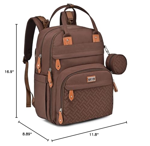BabbleRoo Diaper Bag Backpack - Baby Essentials Travel Tote - Multi Function Water Resistant Diaper Bag, Travel Essentials Baby Bag with Changing Pad, Stroller Straps & Pacifier Case - Unisex, Brown - color: Coffee, size: Large