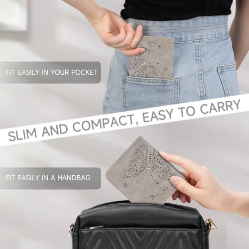 KITEVIUN Small RFID Wallet Women Ultra Thin Slim Womens Wallet Mini Compact Bifold Pocket Ladies Wallets for Women GRAY - color: 06-GRAY