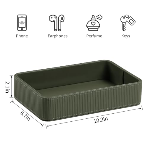 Valet Tray Organizer Bedside Nightstand Organizer Desk CatchallTray - color: Green