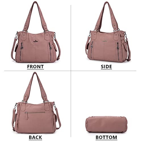 Angel Kiss Handbags for Womens Top-Handle Hobo Purse Roomy Casual Shoulder Bags PU Tote Satchel Purse for Women - color: 6802pink