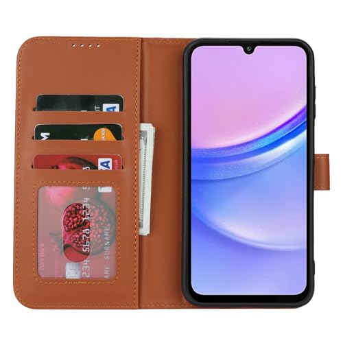 for Samsung Galaxy A15 5G Case Wallet with Card Holder,Galaxy A15 5G Wallet Case for Men Women,PU Leather Magnetic Buckle Stand Flip Cover-Light Brown - color: A2-Light brown