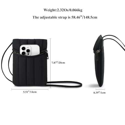 Small Crossbody Women Cell Phone Purse Wallet Bag With Shoulder Strap - color: Black-weiz