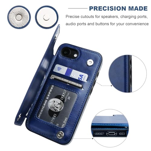 ONETOP for iPhone 17e/16e Wallet Case with Credit Card Holder,Blue - color: Blue