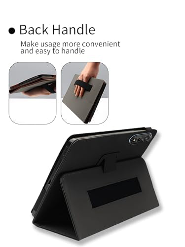 Case for Blackview Android 15 Tablet Mega2 2025 12 inch,WUNIAK Premium Leather Business Folio Stand Cover for Blackview Android 15 Tablet Mega2 2025 12 inch with Hand Strap for Tablet,Black - color: BlacK