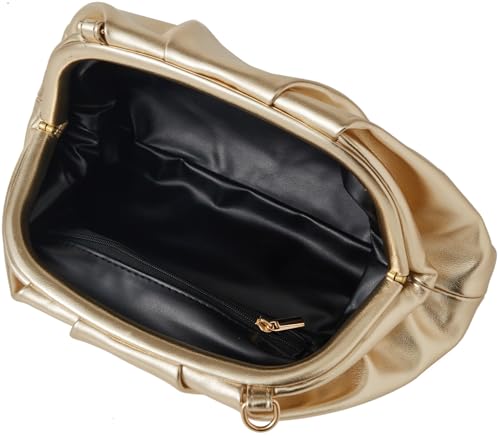 Women's Clutch Purse,detachable chain shoulder bag, dumpling crossbody bag, cloud evening clutch. - color: Champagne Gold